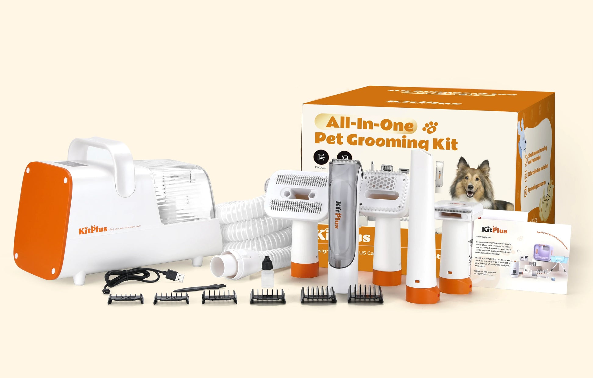 5-in-1 Dog Grooming Vacuum Kit with Adjustable Suction – Quiet Pet...