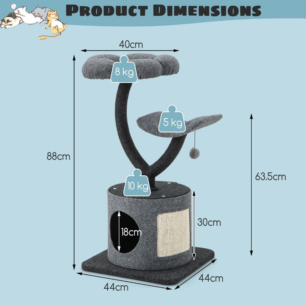 Deluxe 3-Tier Cat Tower with Sisal Scratching Board – Perfect for Indoor Cats!