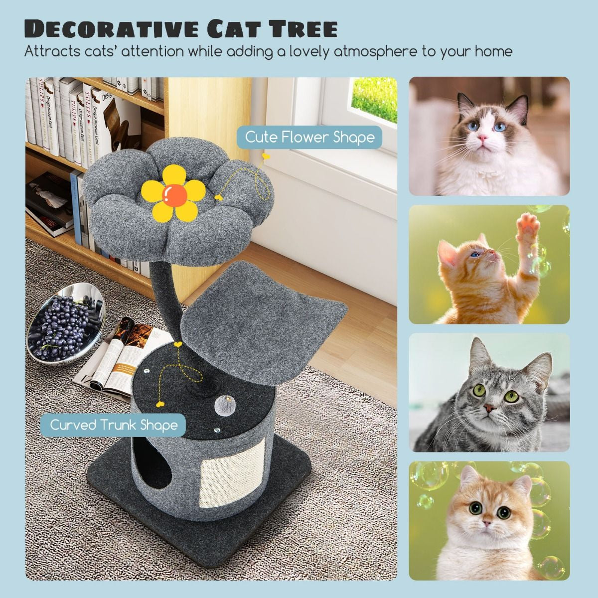 Deluxe 3-Tier Cat Tower with Sisal Scratching Board – Perfect for Indoor Cats!