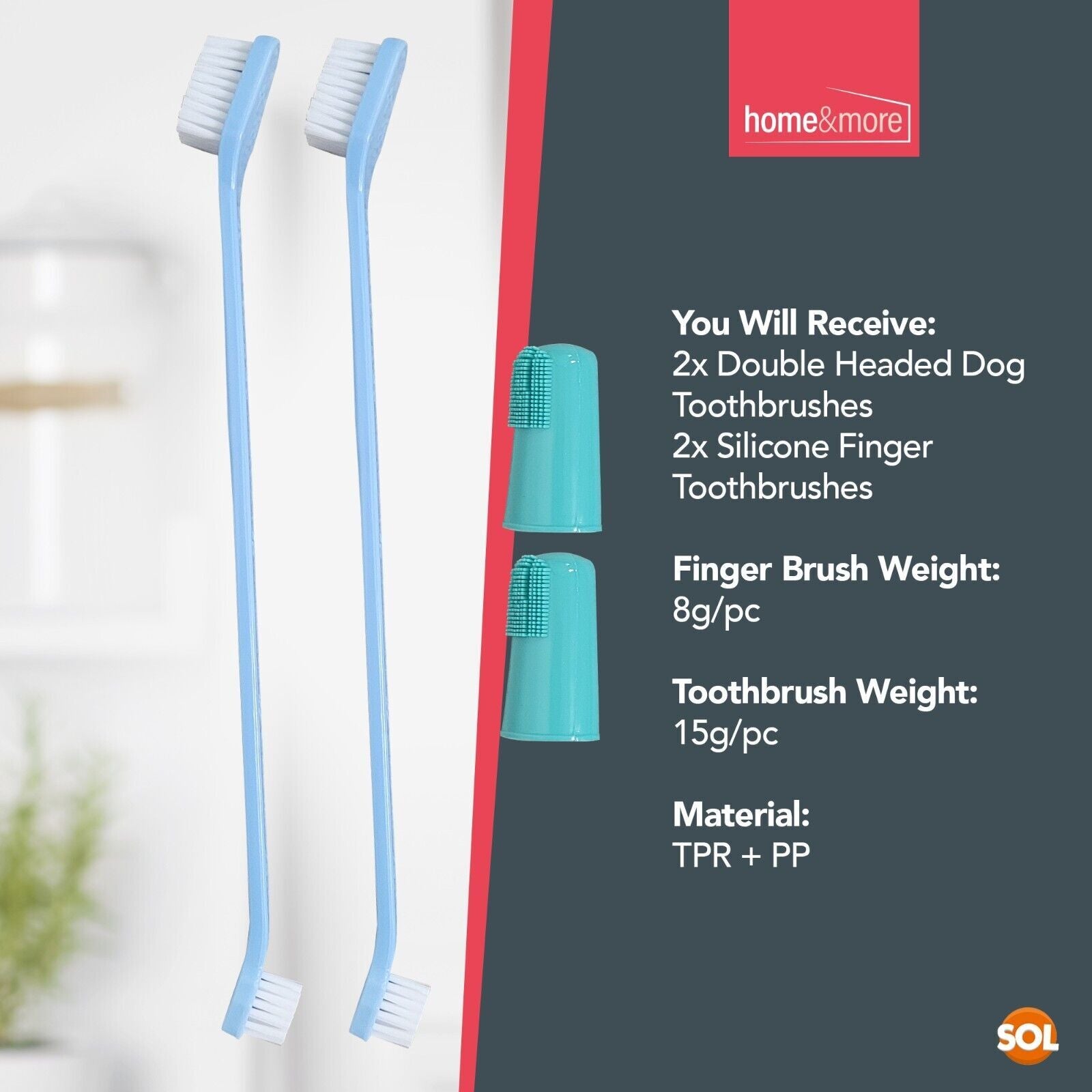 Double-Ended Dog Toothbrush Finger for Gentle Pet Dental Care - Soft Brush for Cats and Dogs