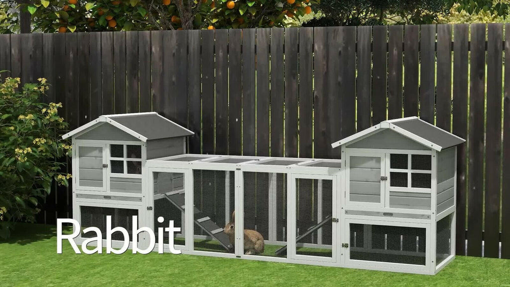 Premium Luxury 2-in-1 Wooden Rabbit Hutch with Run – Weatherproof Outdoor