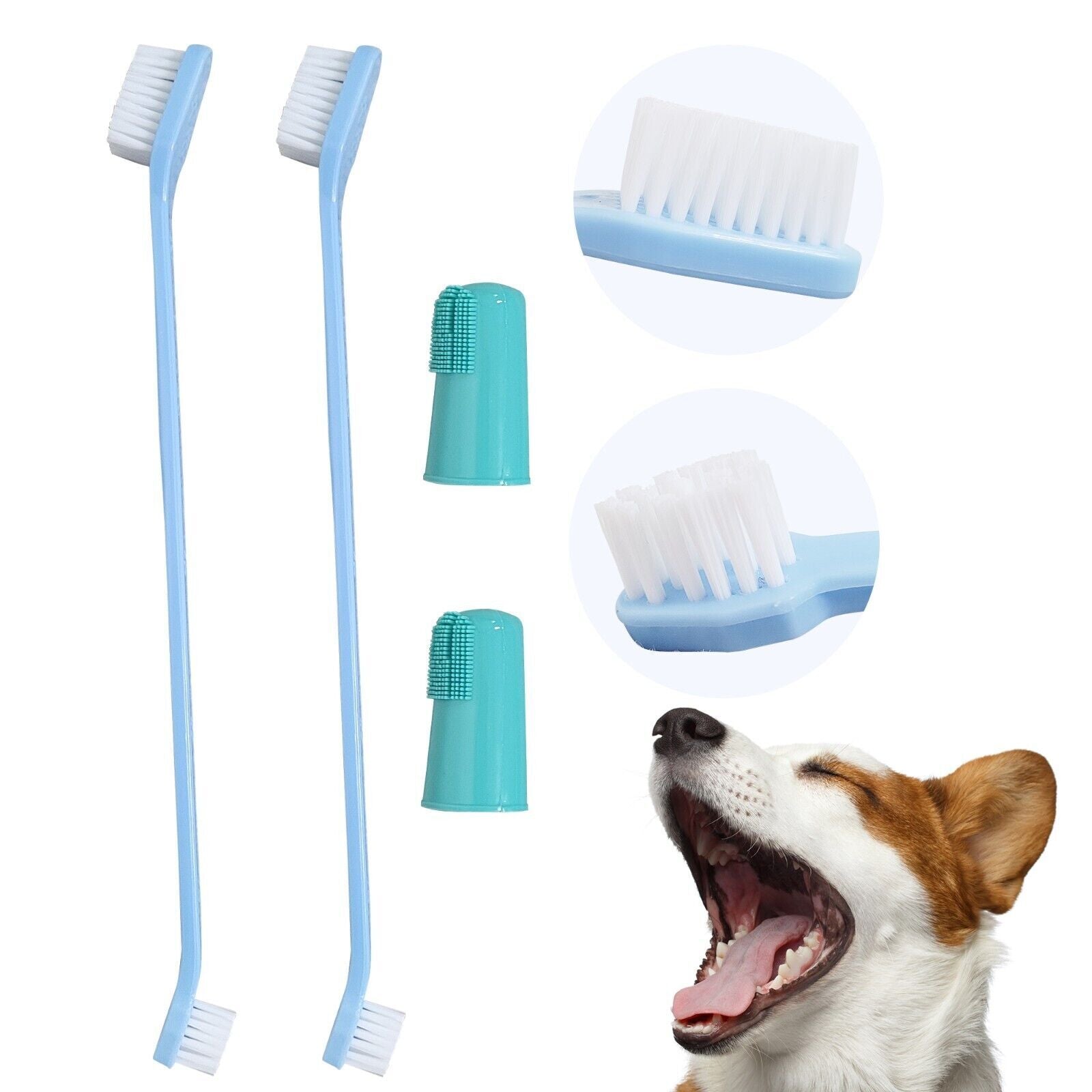 Double-Ended Dog Toothbrush Finger for Gentle Pet Dental Care - Soft Brush for Cats and Dogs