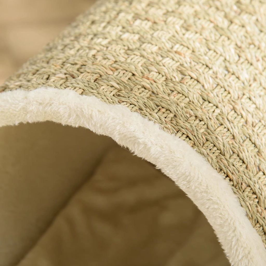 Cozy Elevated Kitten Bed & Scratcher - Beige 41x38x43 cm