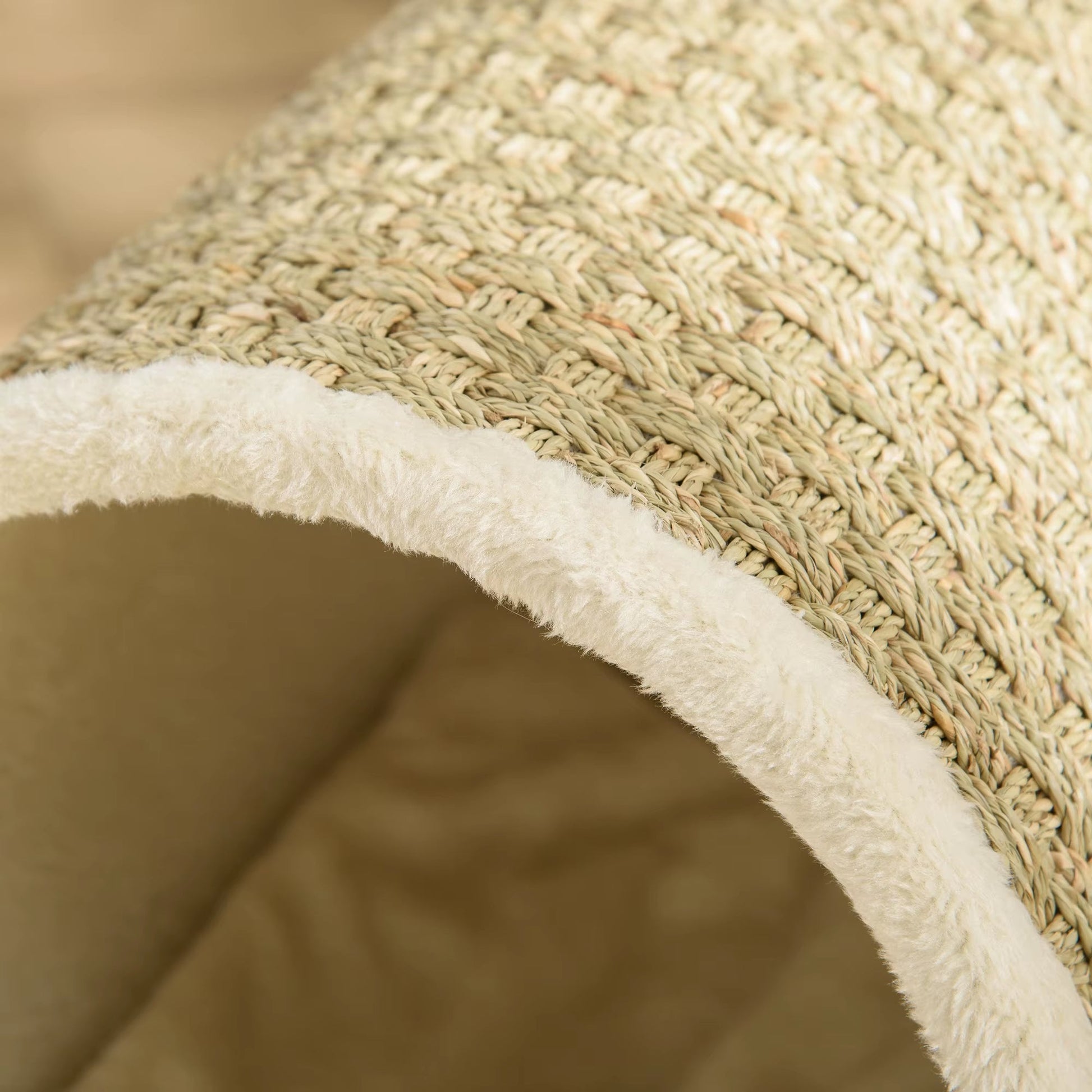 Cozy Elevated Kitten Bed & Scratcher - Beige 41x38x43 cm