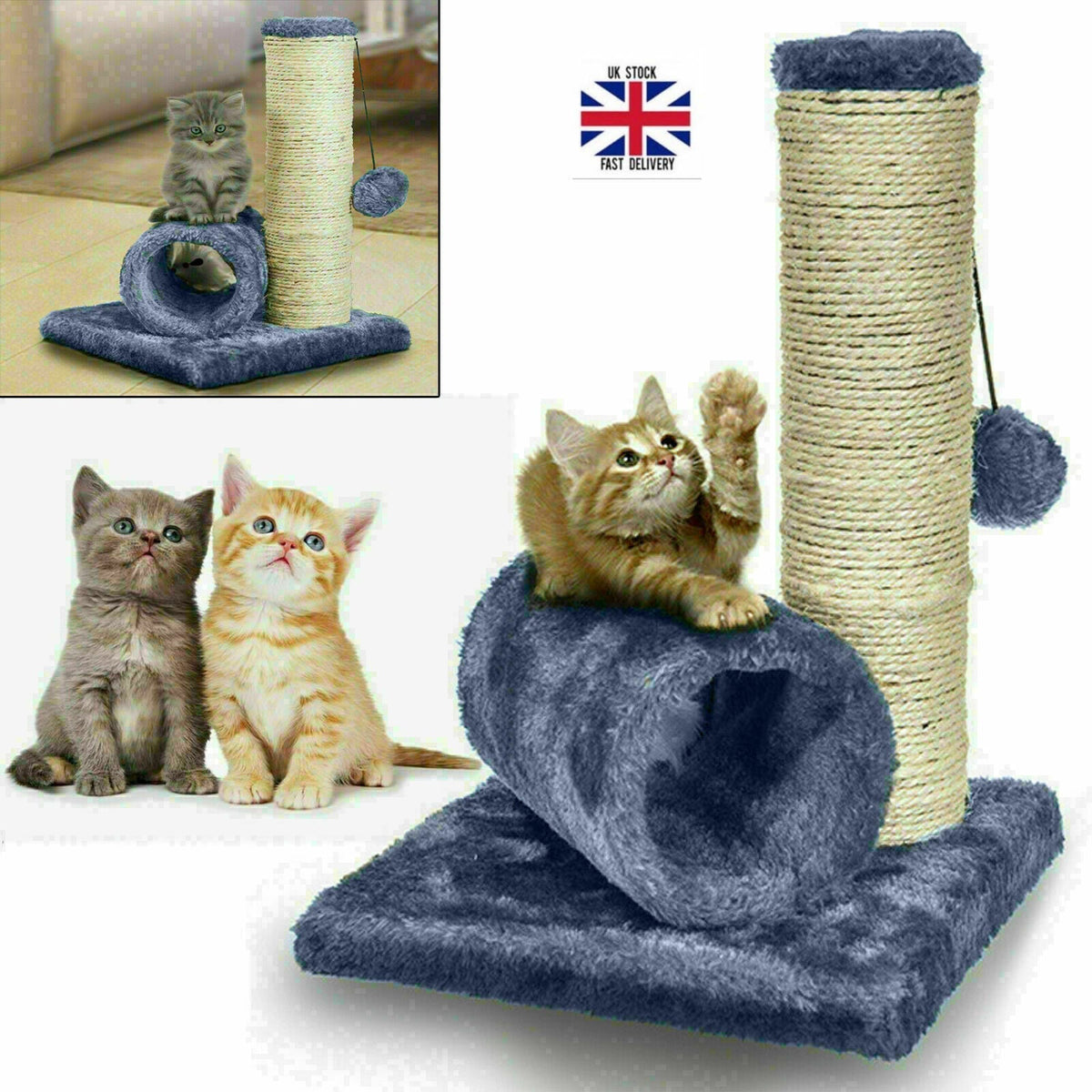 Ultimate Cat Playground: Sisal Scratch Post with Tunnel & Mouse Toy for Endless Fun!