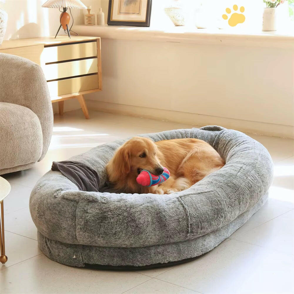 Giant Human-Sized Dog Bed – Luxury Calming Beanbag Mattress with...