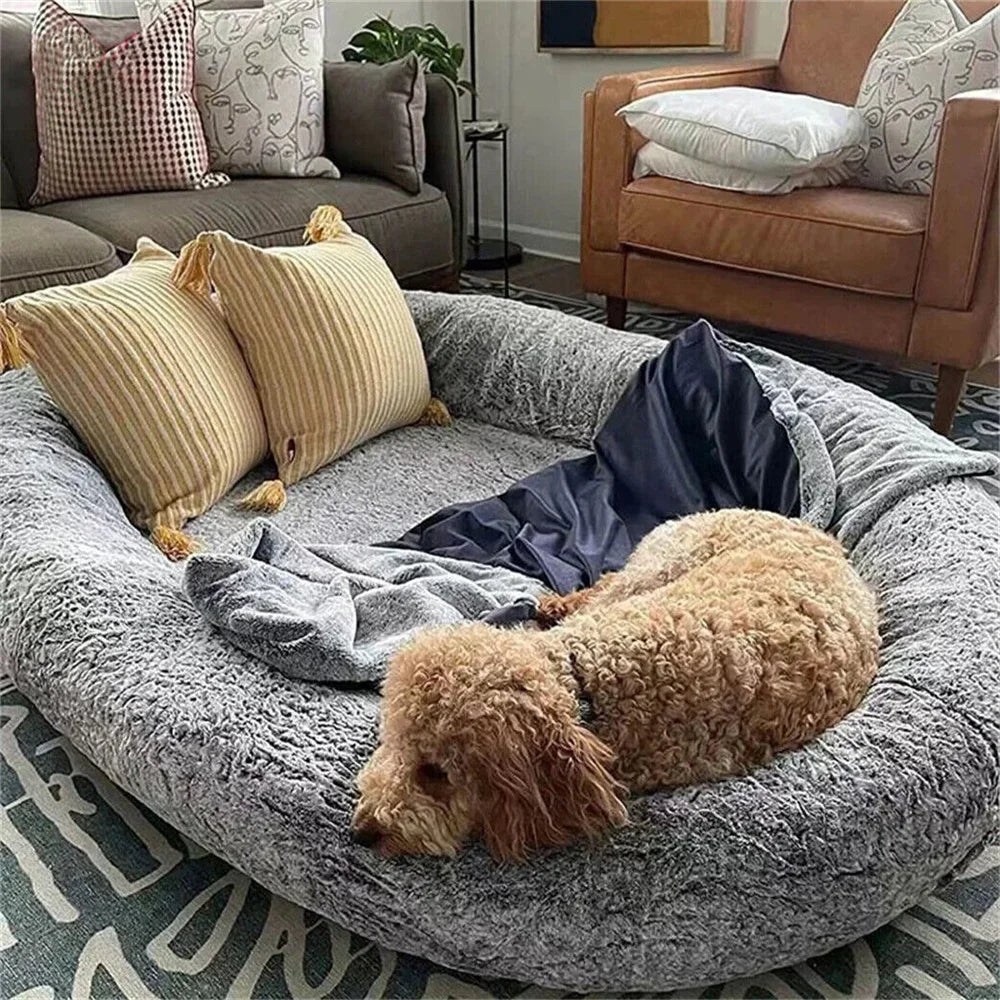 Giant Human-Sized Dog Bed – Luxury Calming Beanbag Mattress with...