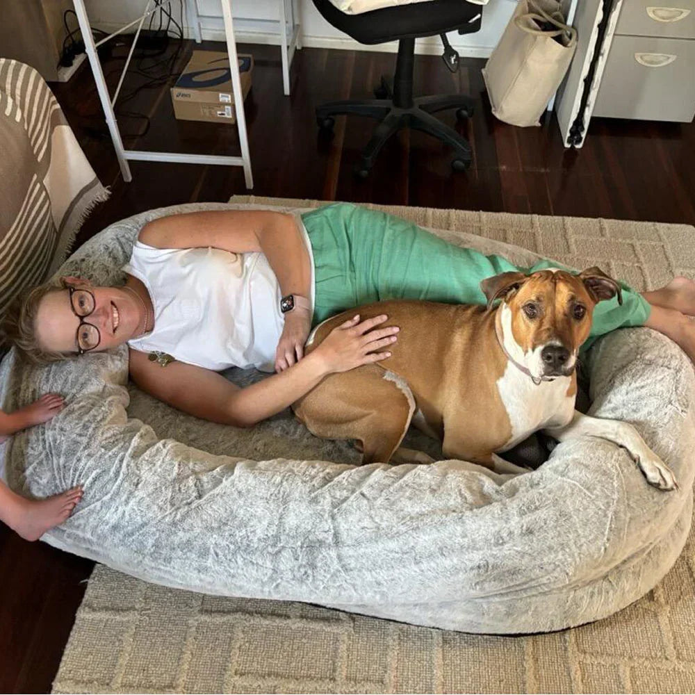Giant Human-Sized Dog Bed – Luxury Calming Beanbag Mattress with...