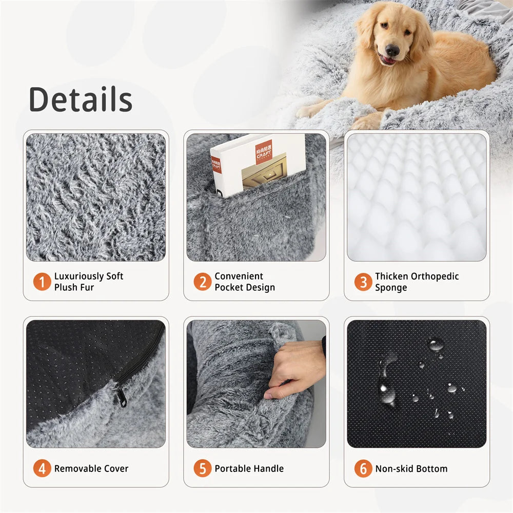 Giant Human-Sized Dog Bed – Luxury Calming Beanbag Mattress with...
