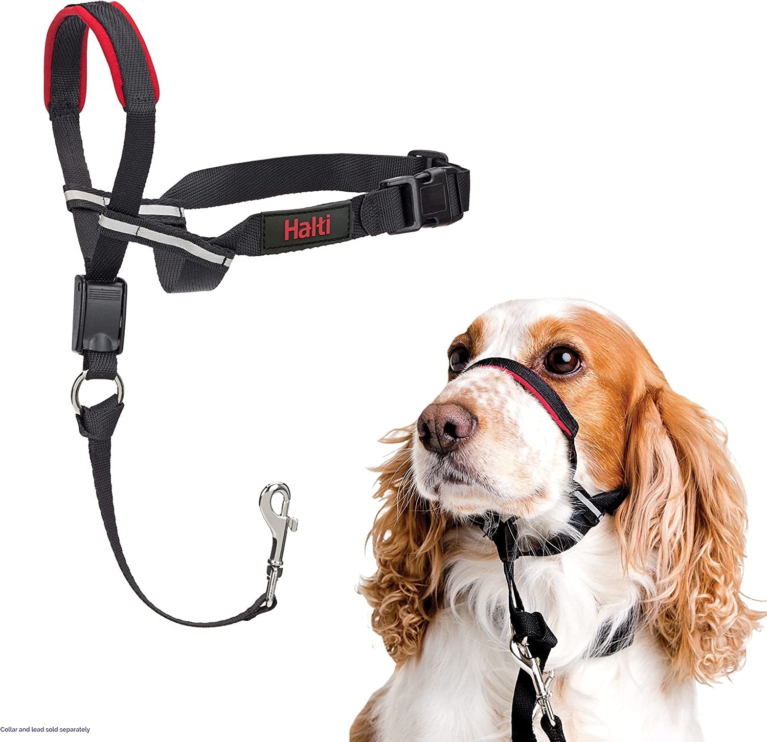HALTI Optifit Medium Headcollar - Adjustable Reflective Dog Harness for Ultimate Lead Control and Anti-Pull Training - Stylish Black Design