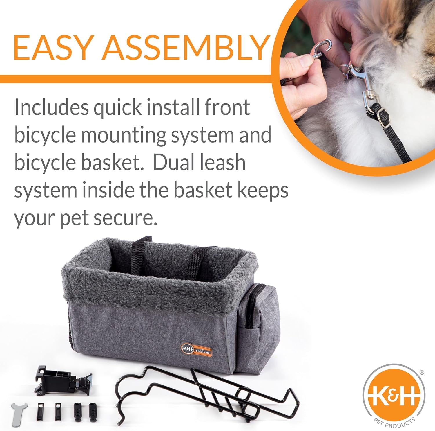 Stylish Universal Pet Carrier for Bicycle Adventures - Spacious Gray Basket for Dogs & Cats (12" x 16" x 10")